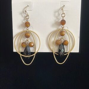 3/$25 🍀Lia Sophia NWOT Elegant Gold and Black Dangle Earrings